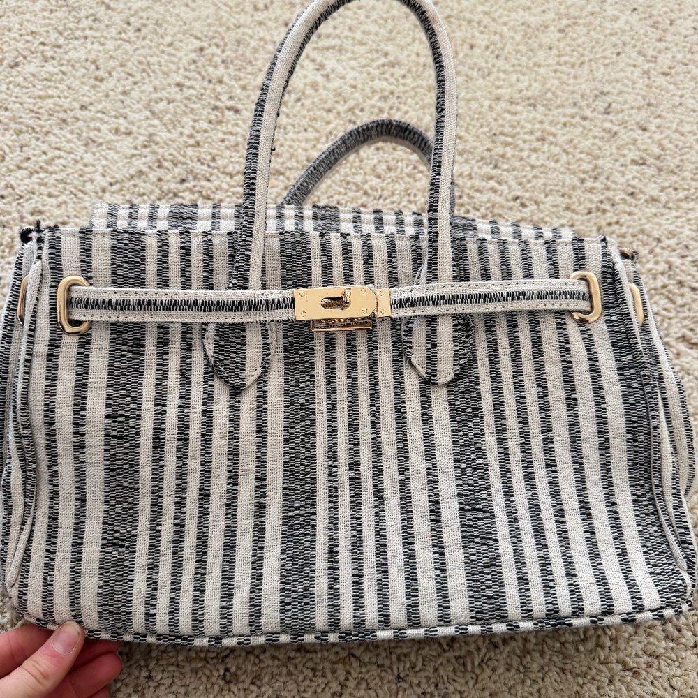 Striped Black and White Handbag